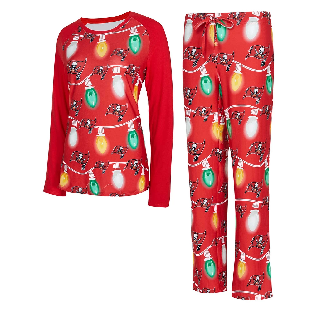 Women's Concepts Sport Red Tampa Bay Buccaneers Garland Knit Raglan Long Sleeve Top & Pants Set