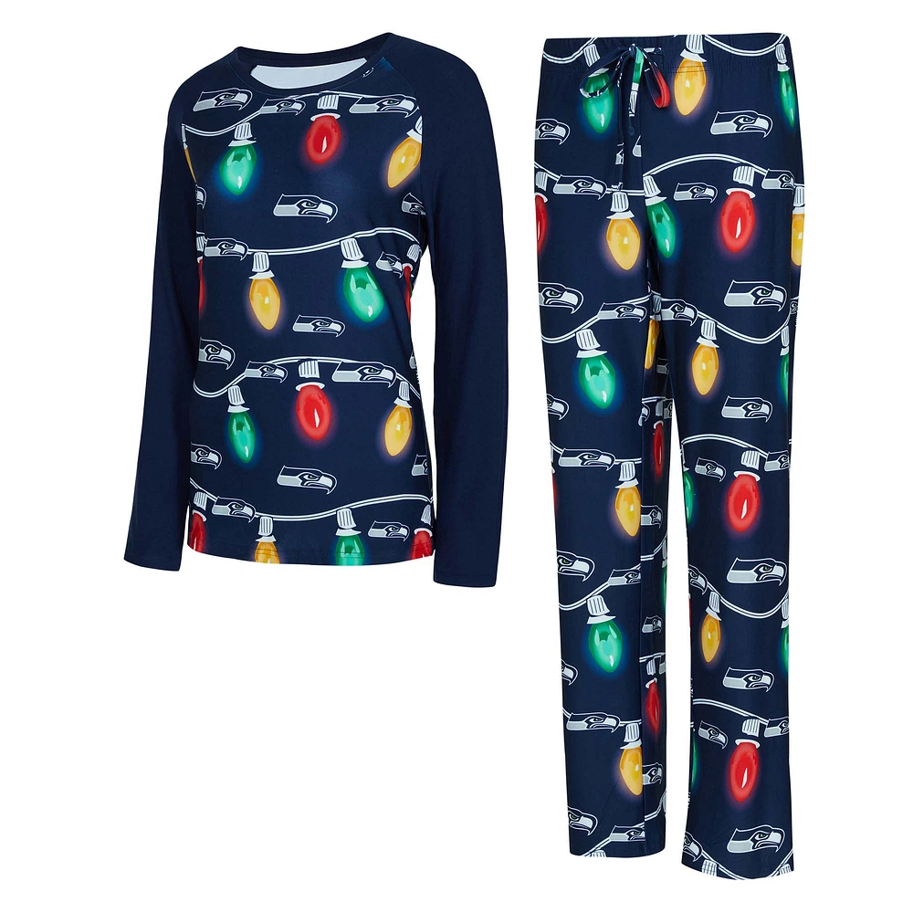 Women's Concepts Sport Seattle Seahawks Garland Knit Raglan Long Sleeve Top & Pants Set