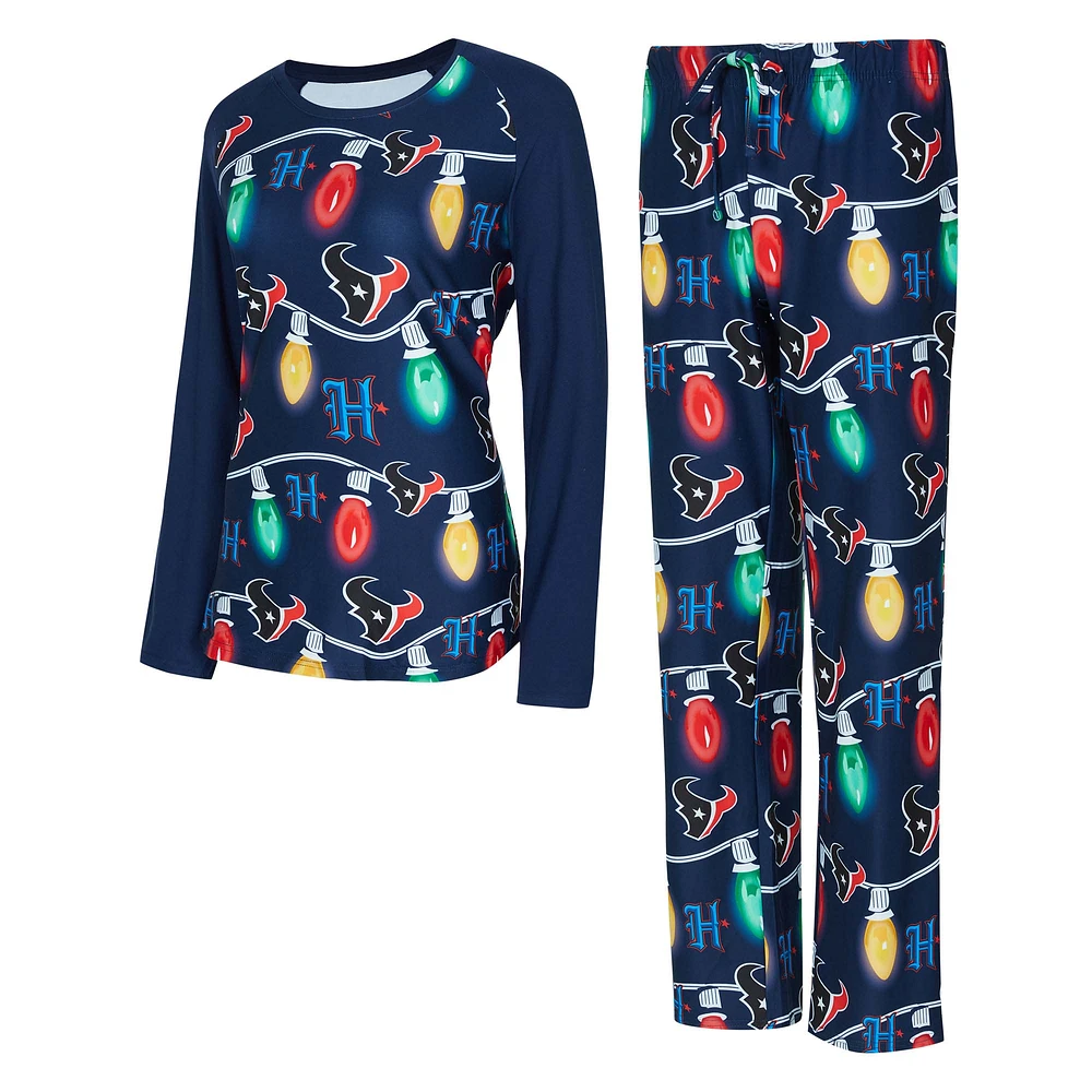 Women's Concepts Sport Houston Texans Garland Knit Raglan Long Sleeve Top & Pants Set