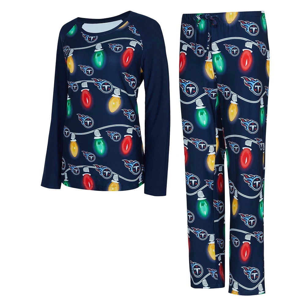 Women's Concepts Sport Navy Tennessee Titans Garland Knit Raglan Long Sleeve Top & Pants Set