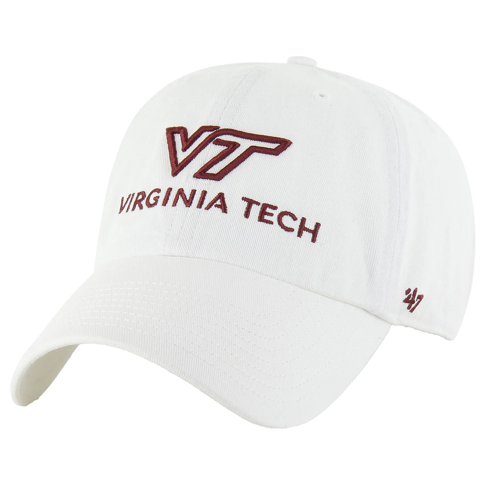 Men's '47 White Virginia Tech Hokies Clean Up Adjustable Hat