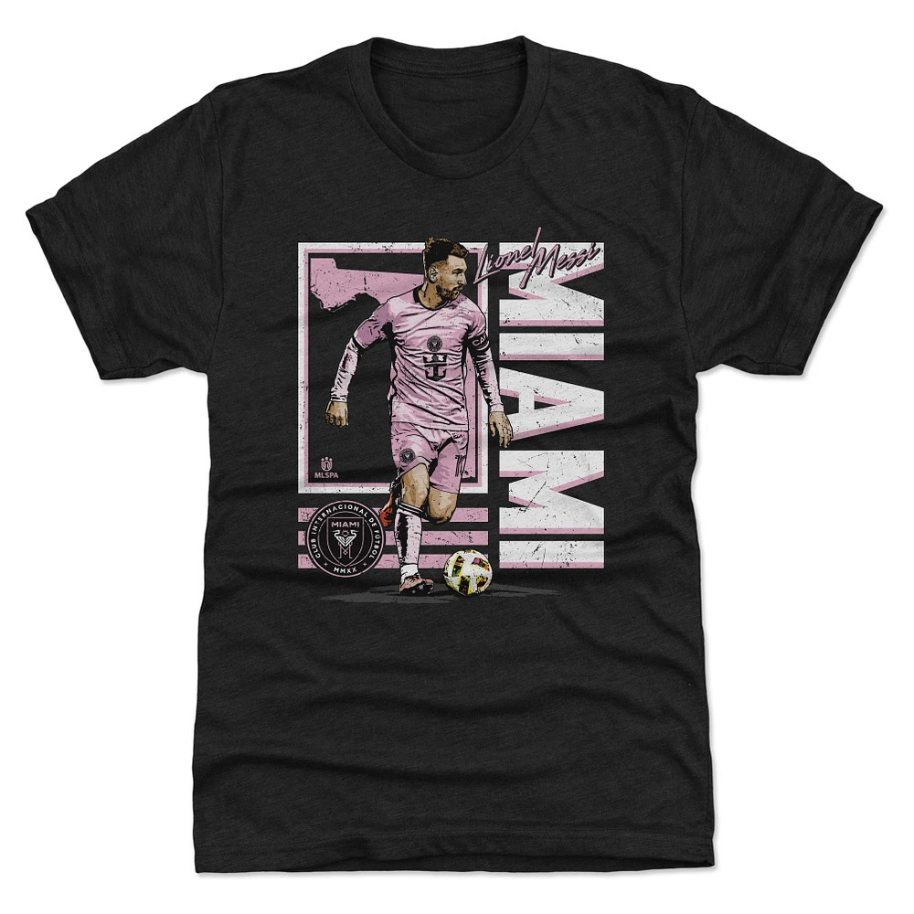 Men's 500 Level Lionel Messi Black Inter Miami CF State Premium Tri-Blend T-Shirt