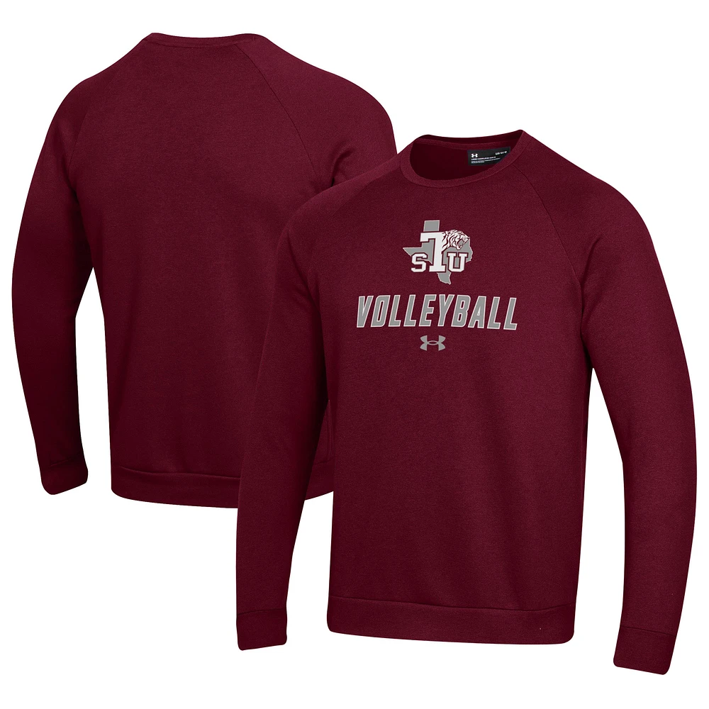 Men's Under Armour Maroon Texas Southern Tigers Volleyball Rival Fleece Raglan Pullover Sweatshirt