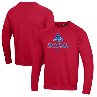 Men's Under Armour American University Eagles Volleyball Rival Fleece Raglan Pullover Sweatshirt