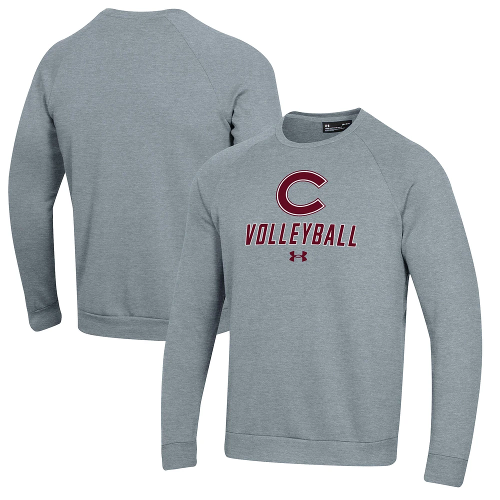 Men's Under Armour Gray Colgate Raiders Volleyball Rival Fleece Raglan Pullover Sweatshirt