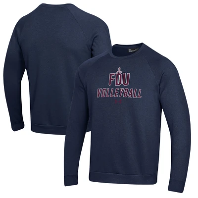 Men's Under Armour Navy Fairleigh Dickinson Knights Volleyball Rival Fleece Raglan Pullover Sweatshirt