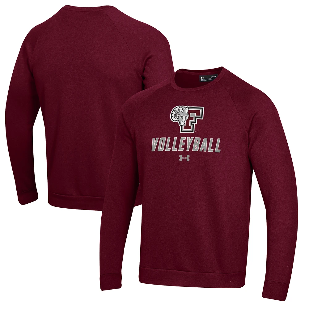 Men's Under Armour Maroon Fordham Rams Volleyball Rival Fleece Raglan Pullover Sweatshirt
