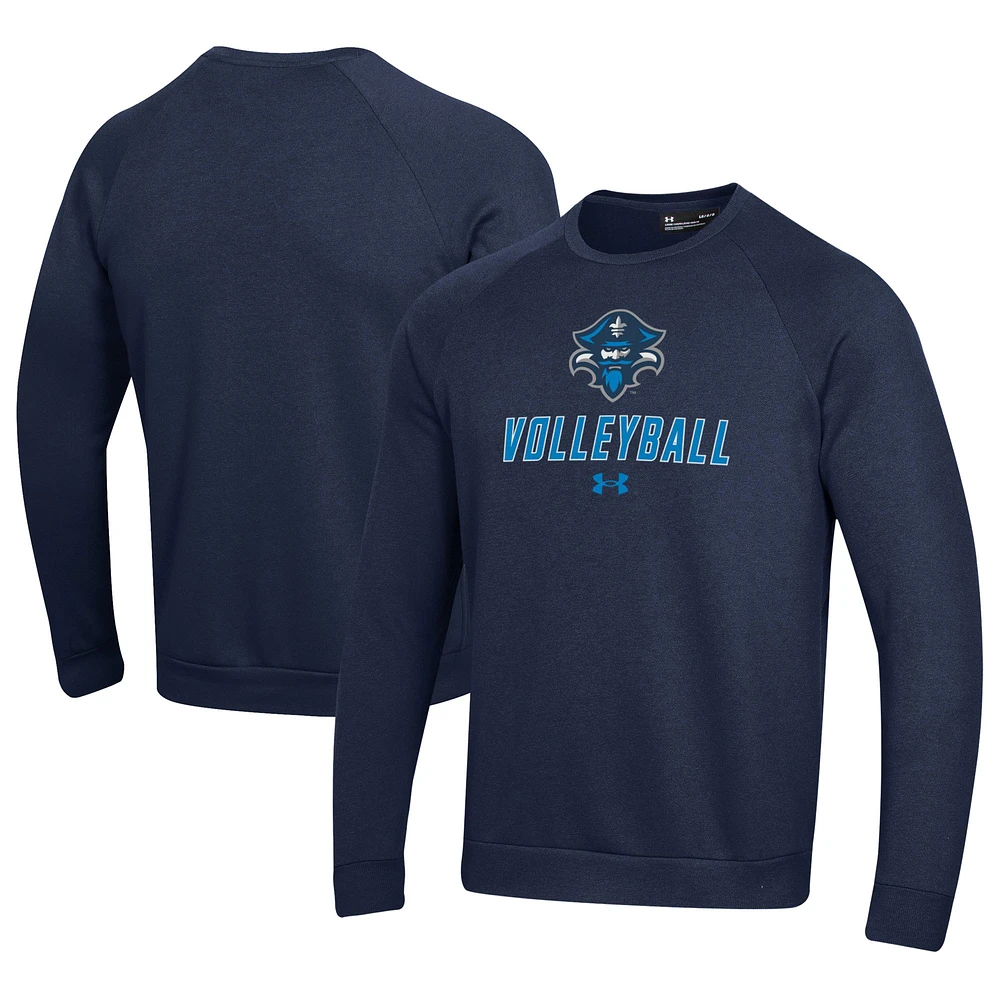 Men's Under Armour Navy New Orleans Privateers Volleyball Rival Fleece Raglan Pullover Sweatshirt