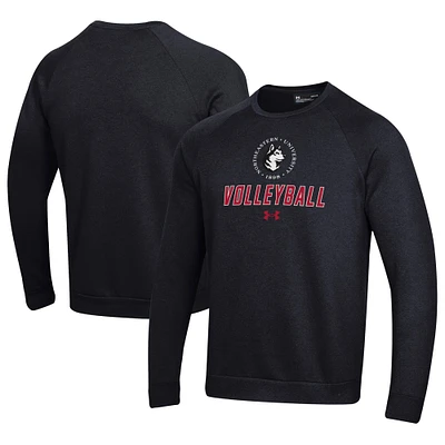 Men's Under Armour Northeastern Huskies Volleyball Rival Fleece Raglan Pullover Sweatshirt