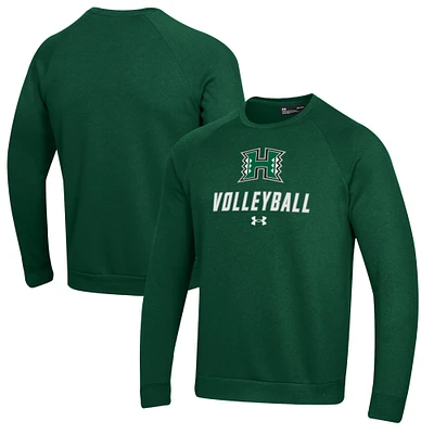 Men's Under Armour Hawaii Rainbow Warriors Volleyball Rival Fleece Raglan Pullover Sweatshirt