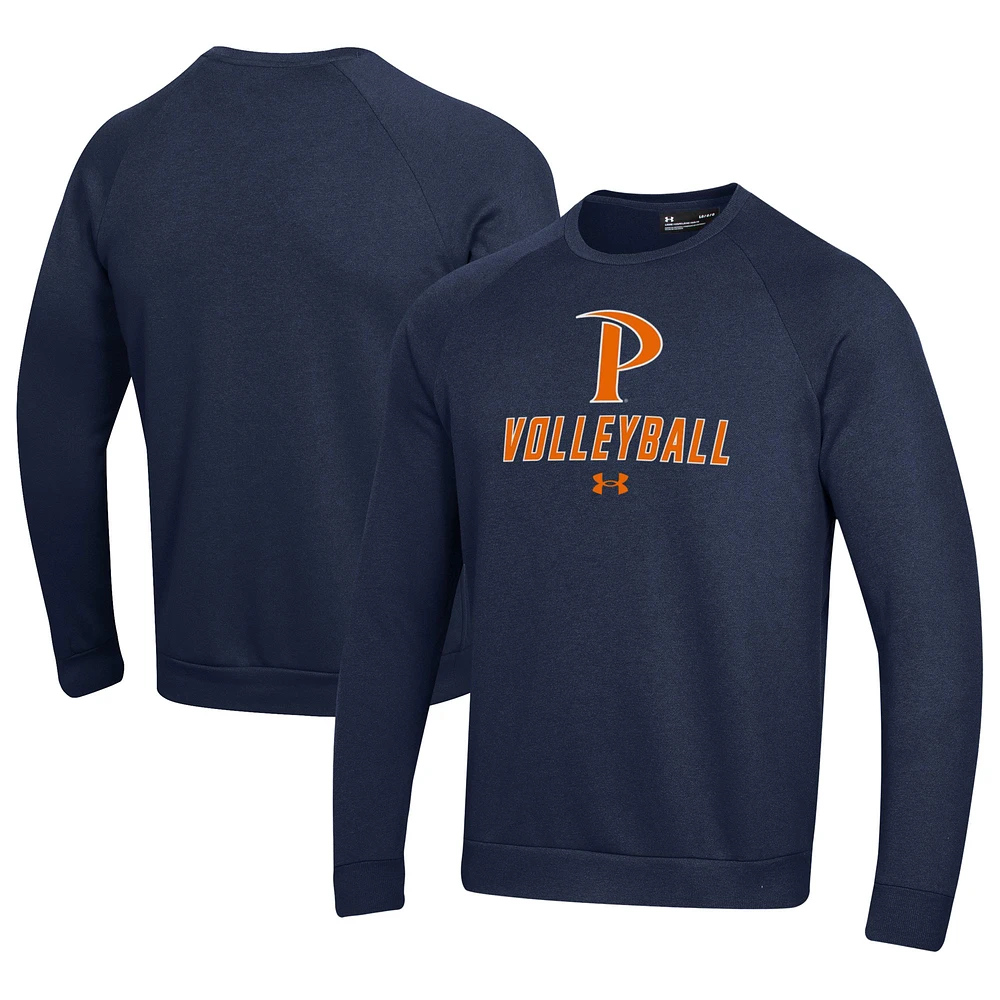 Men's Under Armour Navy Pepperdine Waves Volleyball Rival Fleece Raglan Pullover Sweatshirt
