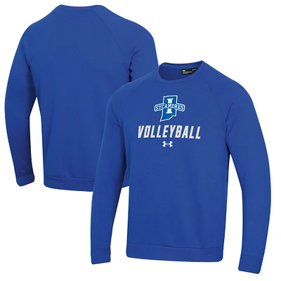 Men's Under Armour Royal Indiana State Sycamores Volleyball Rival Fleece Raglan Pullover Sweatshirt