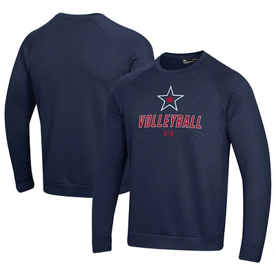 Men's Under Armour Navy Robert Morris Colonials Volleyball Rival Fleece Raglan Pullover Sweatshirt