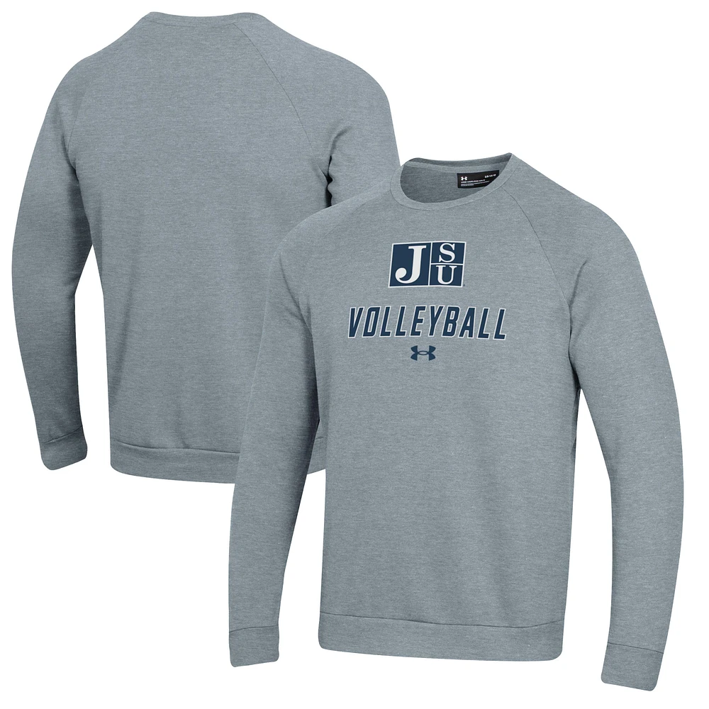 Men's Under Armour Gray Jackson State Tigers Volleyball Rival Fleece Raglan Pullover Sweatshirt