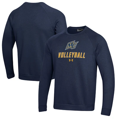 Men's Under Armour Navy Merrimack College Warriors Volleyball Rival Fleece Raglan Pullover Sweatshirt