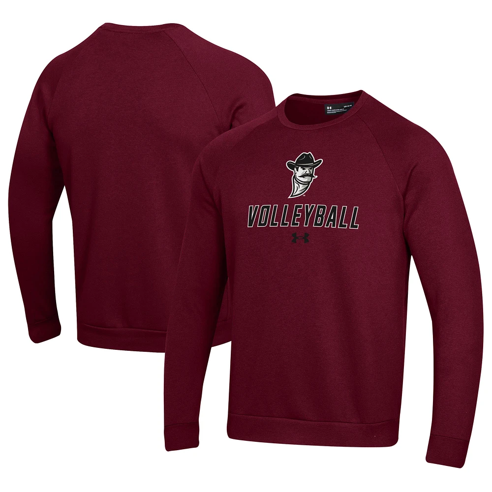 Men's Under Armour Crimson New Mexico State Aggies Volleyball Rival Fleece Raglan Pullover Sweatshirt