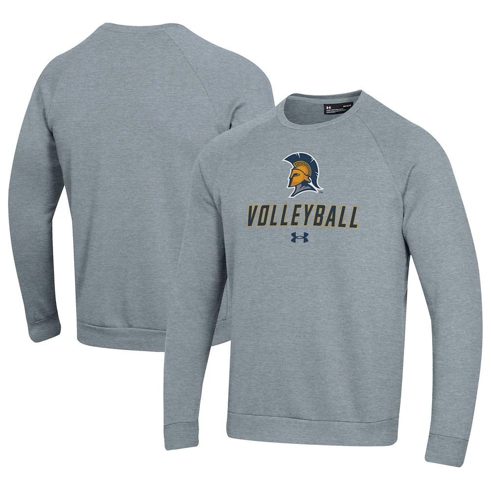 Men's Under Armour Gray UNCG Spartans Volleyball Rival Fleece Raglan Pullover Sweatshirt