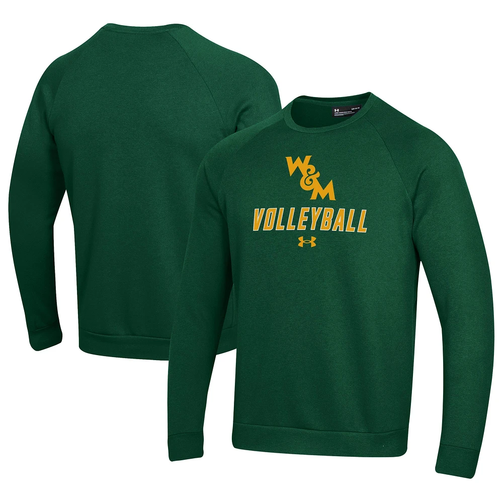 Men's Under Armour William & Mary Tribe Volleyball Rival Fleece Raglan Pullover Sweatshirt