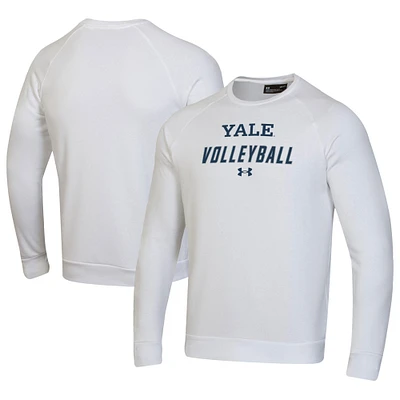 Men's Under Armour White Yale Bulldogs Volleyball Rival Fleece Raglan Pullover Sweatshirt