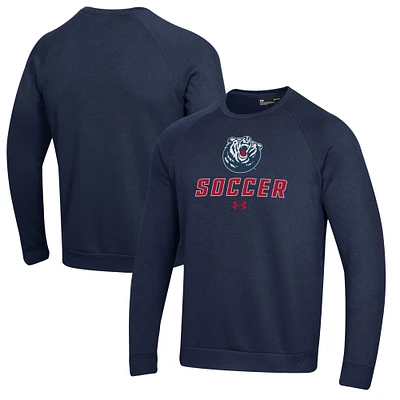 Men's Under Armour Navy Belmont Bruins Soccer Rival Fleece Raglan Pullover Sweatshirt