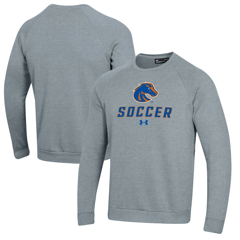 Men's Under Armour Gray Boise State Broncos Soccer Rival Fleece Raglan Pullover Sweatshirt