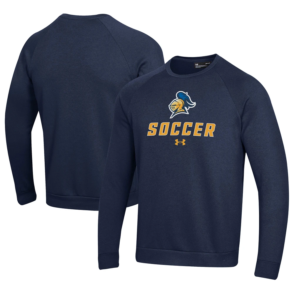 Men's Under Armour Navy Carleton Knights Soccer Rival Fleece Raglan Pullover Sweatshirt