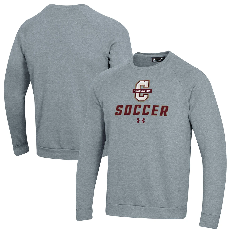 Men's Under Armour Gray Charleston Cougars Soccer Rival Fleece Raglan Pullover Sweatshirt