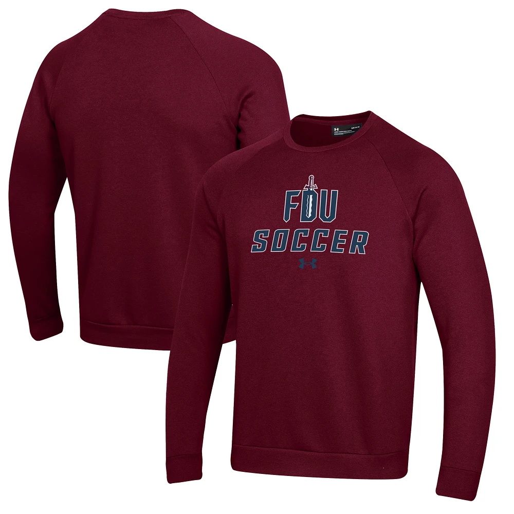 Men's Under Armour Fairleigh Dickinson Knights Soccer Rival Fleece Raglan Pullover Sweatshirt