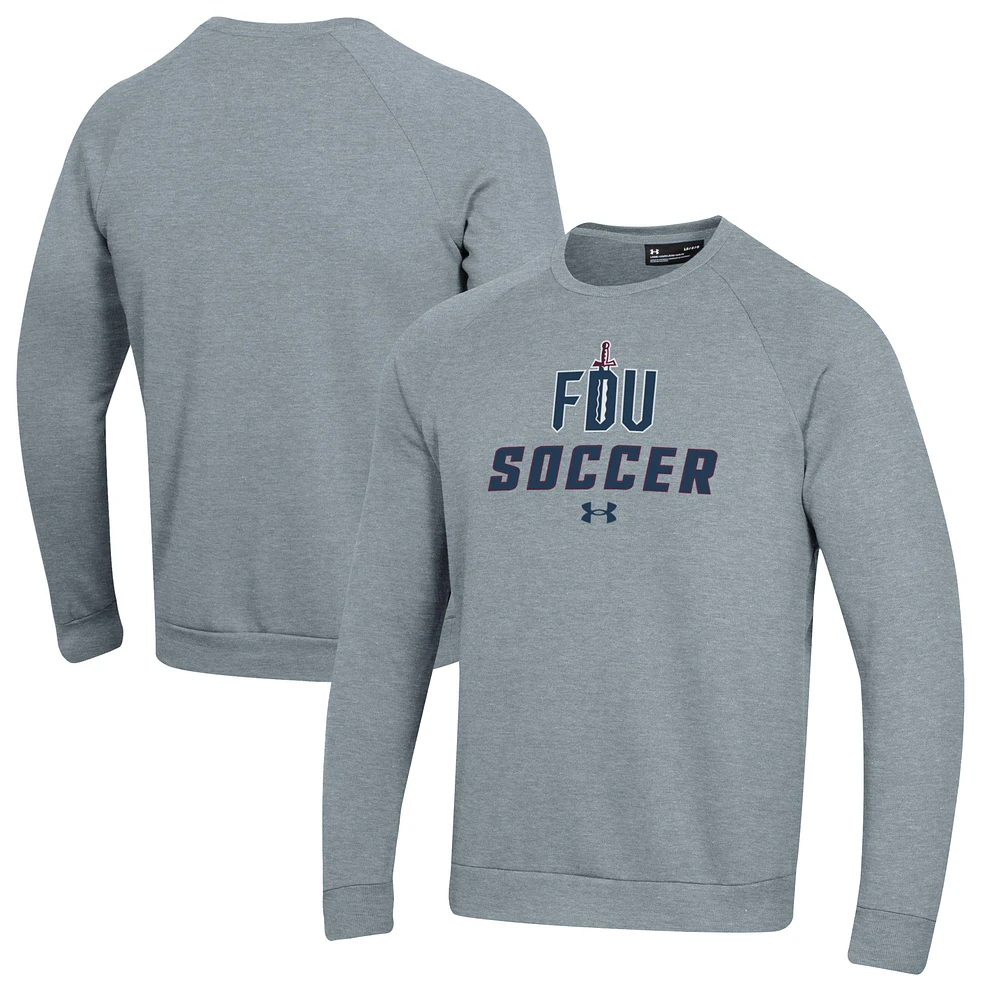 Men's Under Armour Gray Fairleigh Dickinson Knights Soccer Rival Fleece Raglan Pullover Sweatshirt