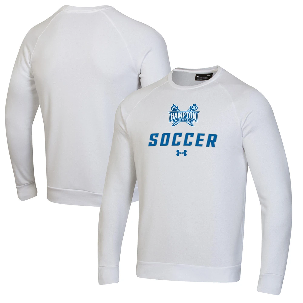 Men's Under Armour White Hampton Pirates Soccer Rival Fleece Raglan Pullover Sweatshirt