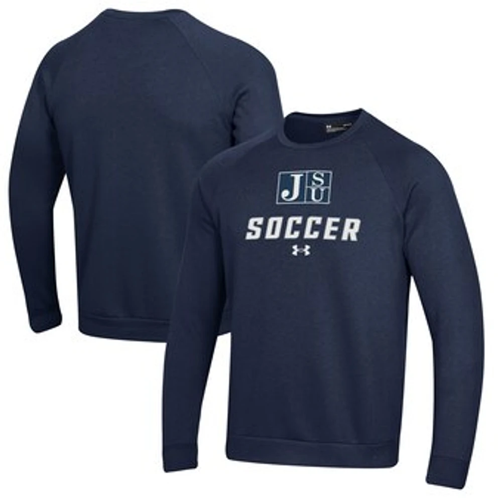 Men's Under Armour Navy Jackson State Tigers Soccer Rival Fleece Raglan Pullover Sweatshirt