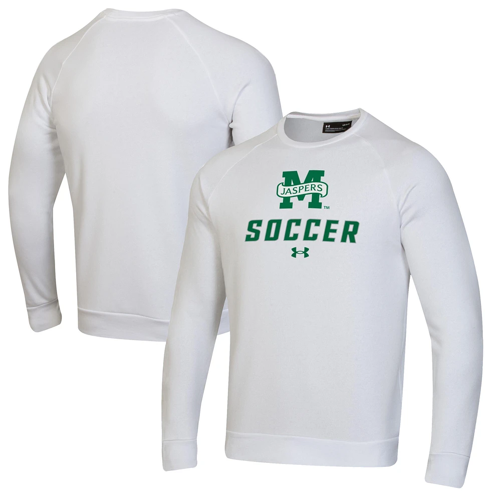 Men's Under Armour White Manhattan Jaspers Soccer Rival Fleece Raglan Pullover Sweatshirt