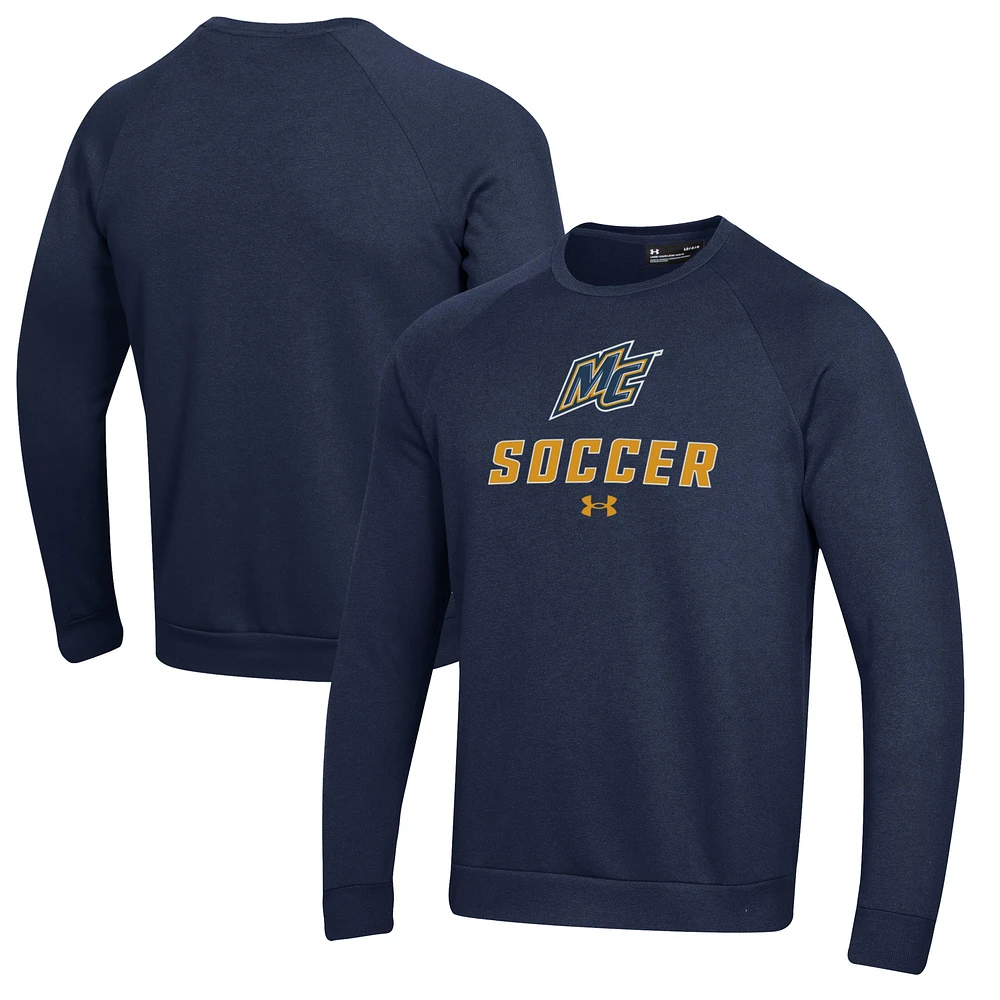 Men's Under Armour Navy Merrimack College Warriors Soccer Rival Fleece Raglan Pullover Sweatshirt