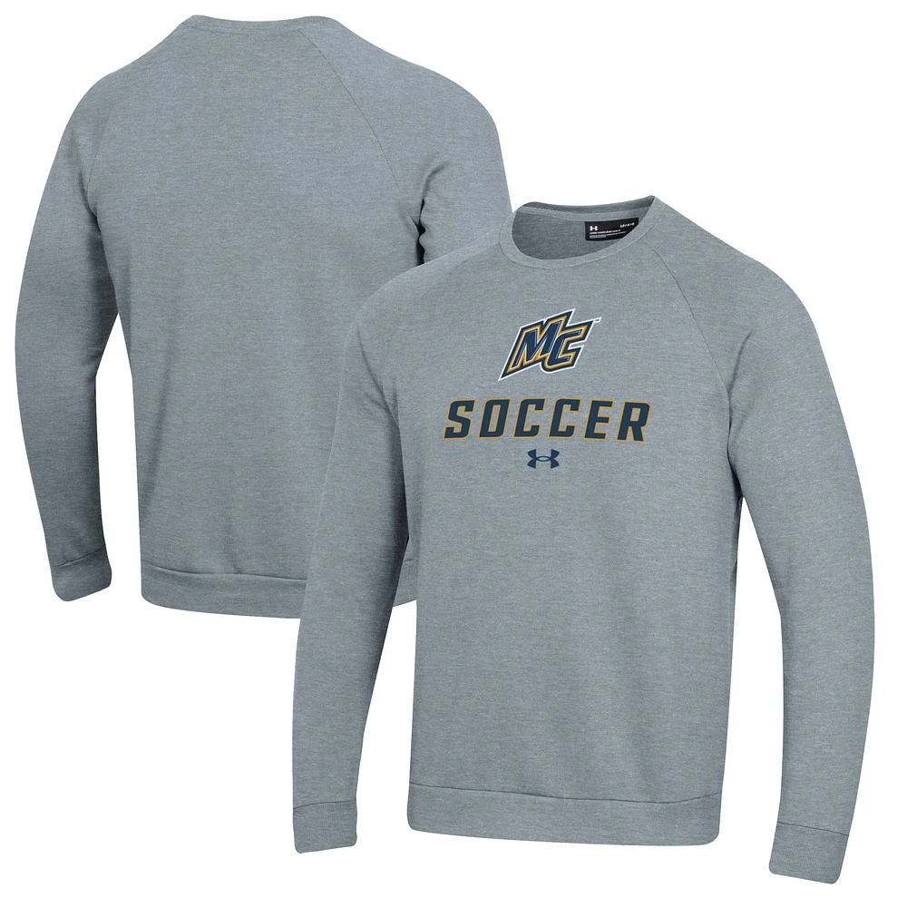 Men's Under Armour Gray Merrimack College Warriors Soccer Rival Fleece Raglan Pullover Sweatshirt