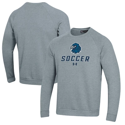 Men's Under Armour Gray Monmouth Hawks Soccer Rival Fleece Raglan Pullover Sweatshirt