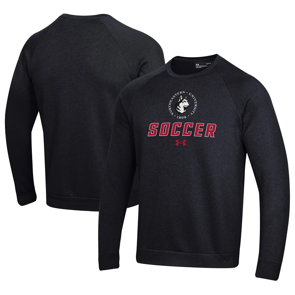 Men's Under Armour Northeastern Huskies Soccer Rival Fleece Raglan Pullover Sweatshirt