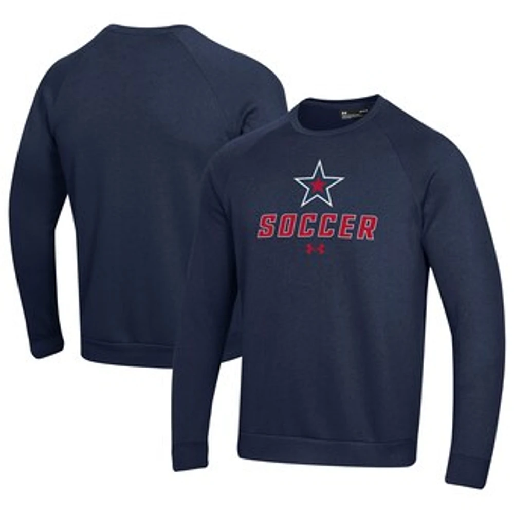 Men's Under Armour Navy Robert Morris Colonials Soccer Rival Fleece Raglan Pullover Sweatshirt