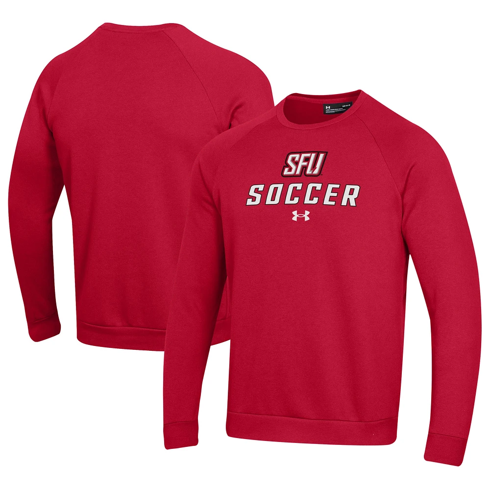 Men's Under Armour Red Saint Francis Flash Soccer Rival Fleece Raglan Pullover Sweatshirt