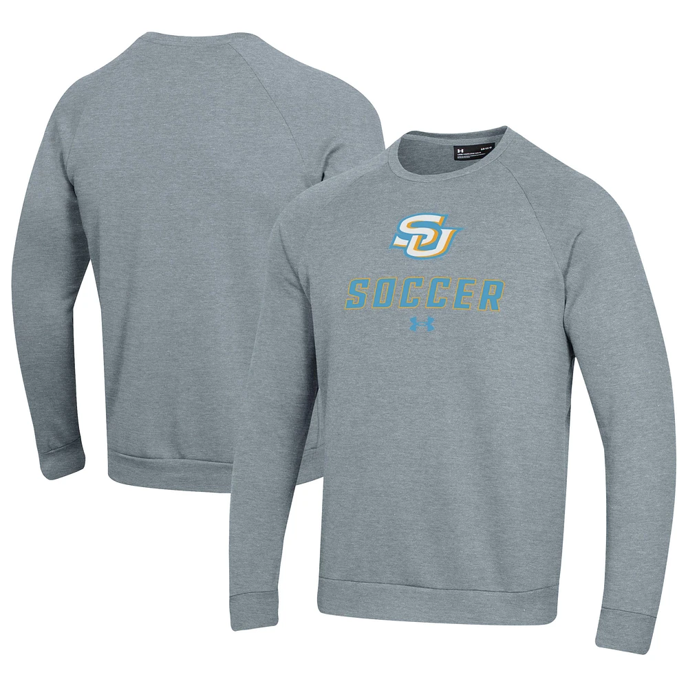 Men's Under Armour Gray Southern University Jaguars Soccer Rival Fleece Raglan Pullover Sweatshirt