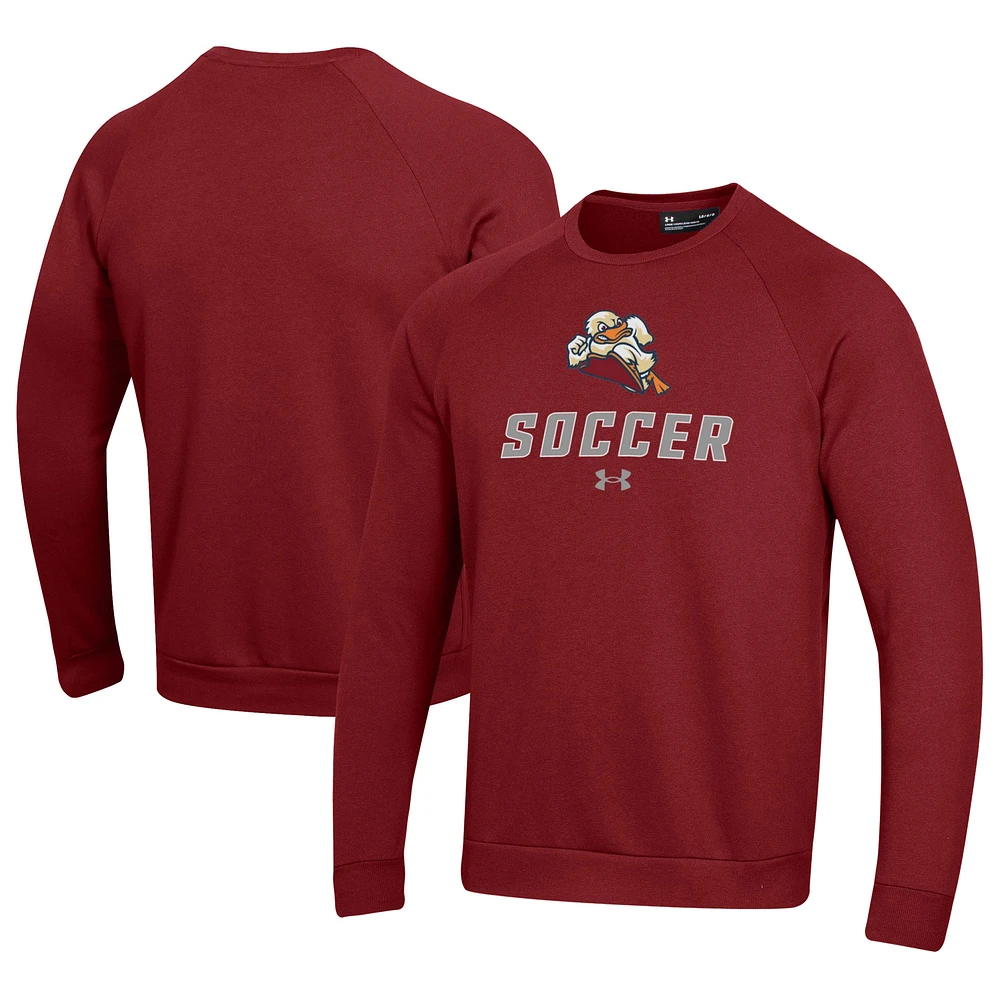 Men's Under Armour Maroon Stevens Institute of Technology Ducks Soccer Rival Fleece Raglan Pullover Sweatshirt