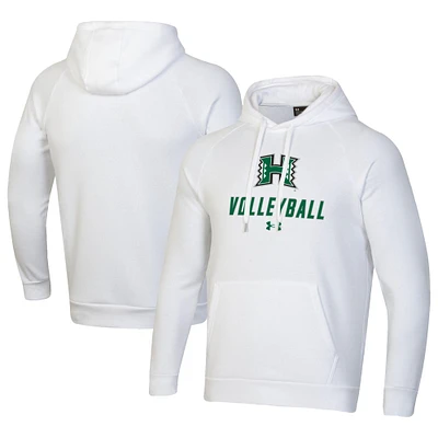 Men's Under Armour White Hawaii Rainbow Warriors Rival Fleece Pullover Hoodie