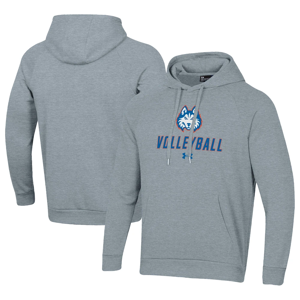 Men's Under Armour Gray Houston Christian Huskies Rival Fleece Pullover Hoodie