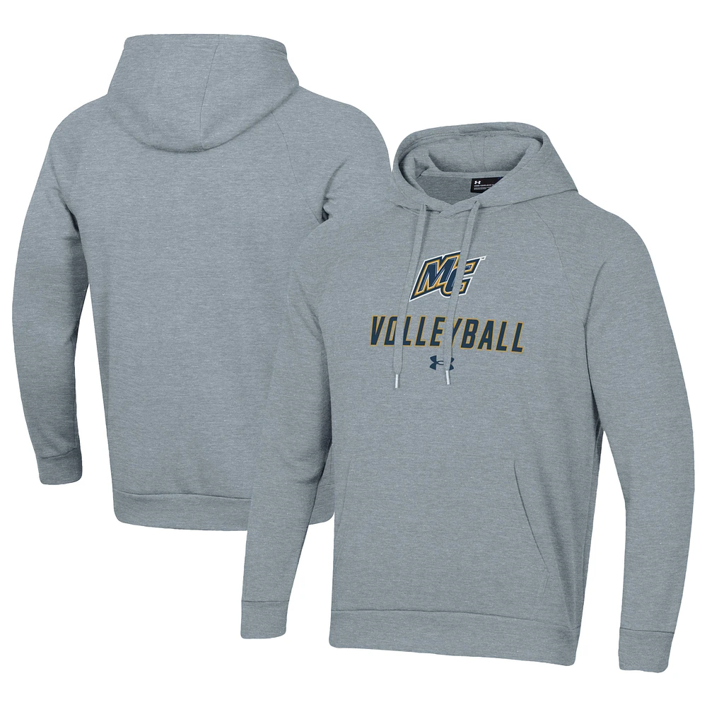 Men's Under Armour Gray Merrimack College Warriors Rival Fleece Pullover Hoodie