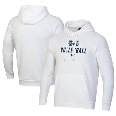 Men's Under Armour White Moravian Greyhounds Rival Fleece Pullover Hoodie