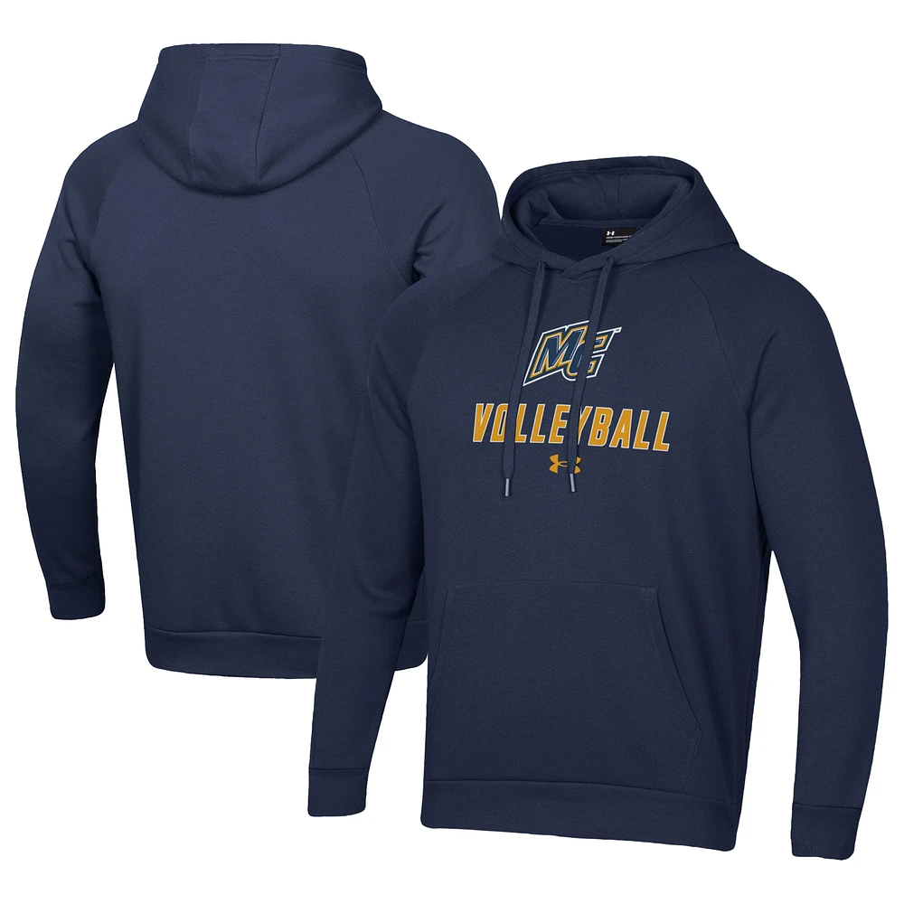 Men's Under Armour Navy Merrimack College Warriors Rival Fleece Pullover Hoodie
