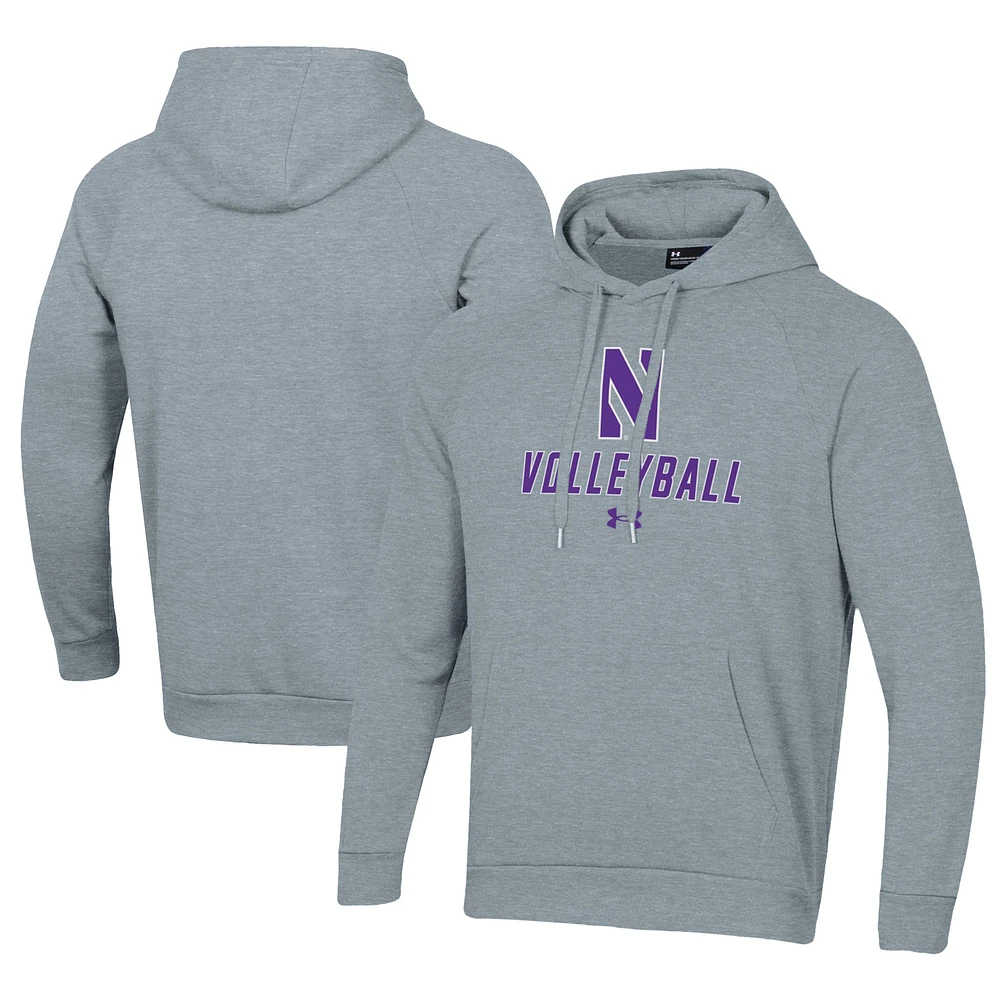 Men's Under Armour Grey Northwestern Wildcats Rival Fleece Pullover Hoodie