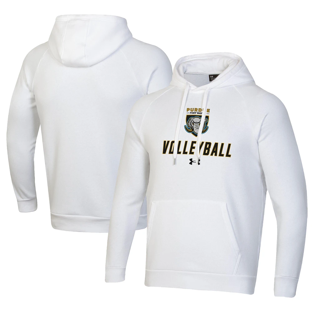 Men's Under Armour White Purdue Fort Wayne Mastodons Rival Fleece Pullover Hoodie