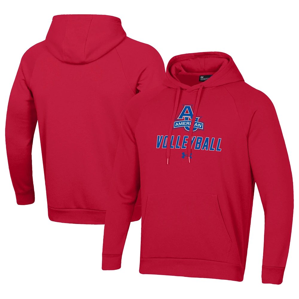 Men's Under Armour Red American University Eagles Rival Fleece Pullover Hoodie