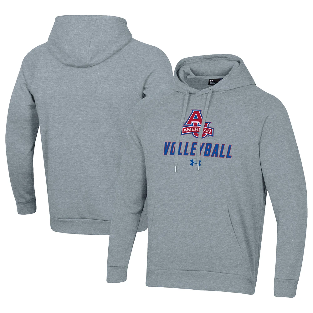 Men's Under Armour Gray American University Eagles Rival Fleece Pullover Hoodie