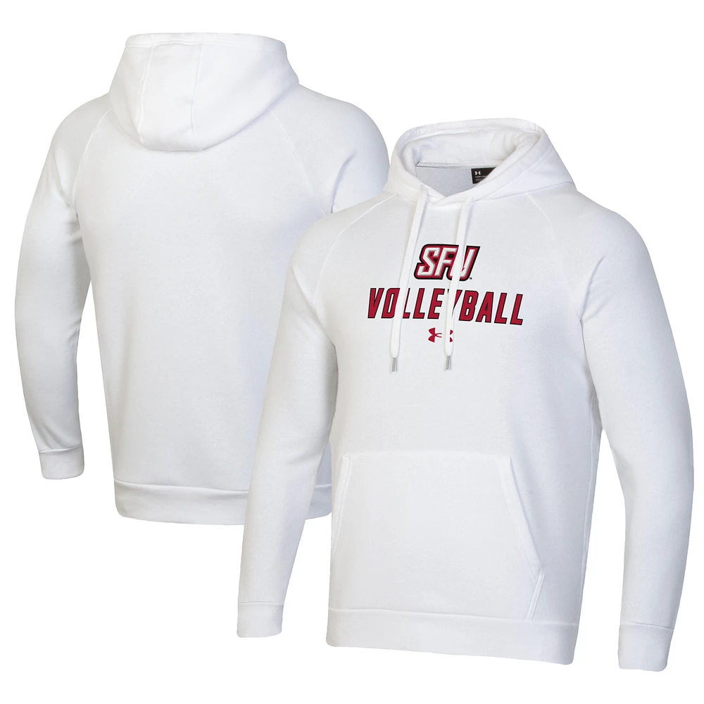 Men's Under Armour White Saint Francis Red Flash Rival Fleece Pullover Hoodie